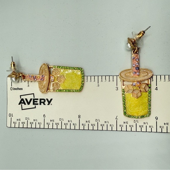 Fun Summer Cocktail Vacation Drink Rhinestone Earrings - Picture 7 of 7